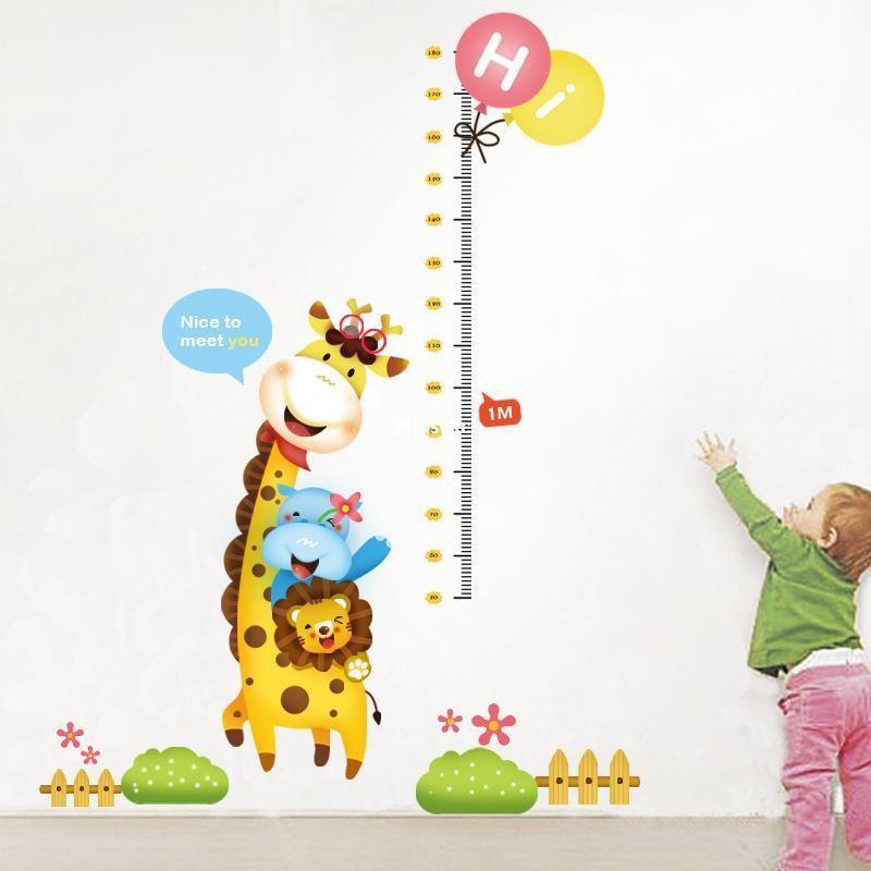 Decal Dán Tường Đo Chiều Cao Hươu Cười cho bé