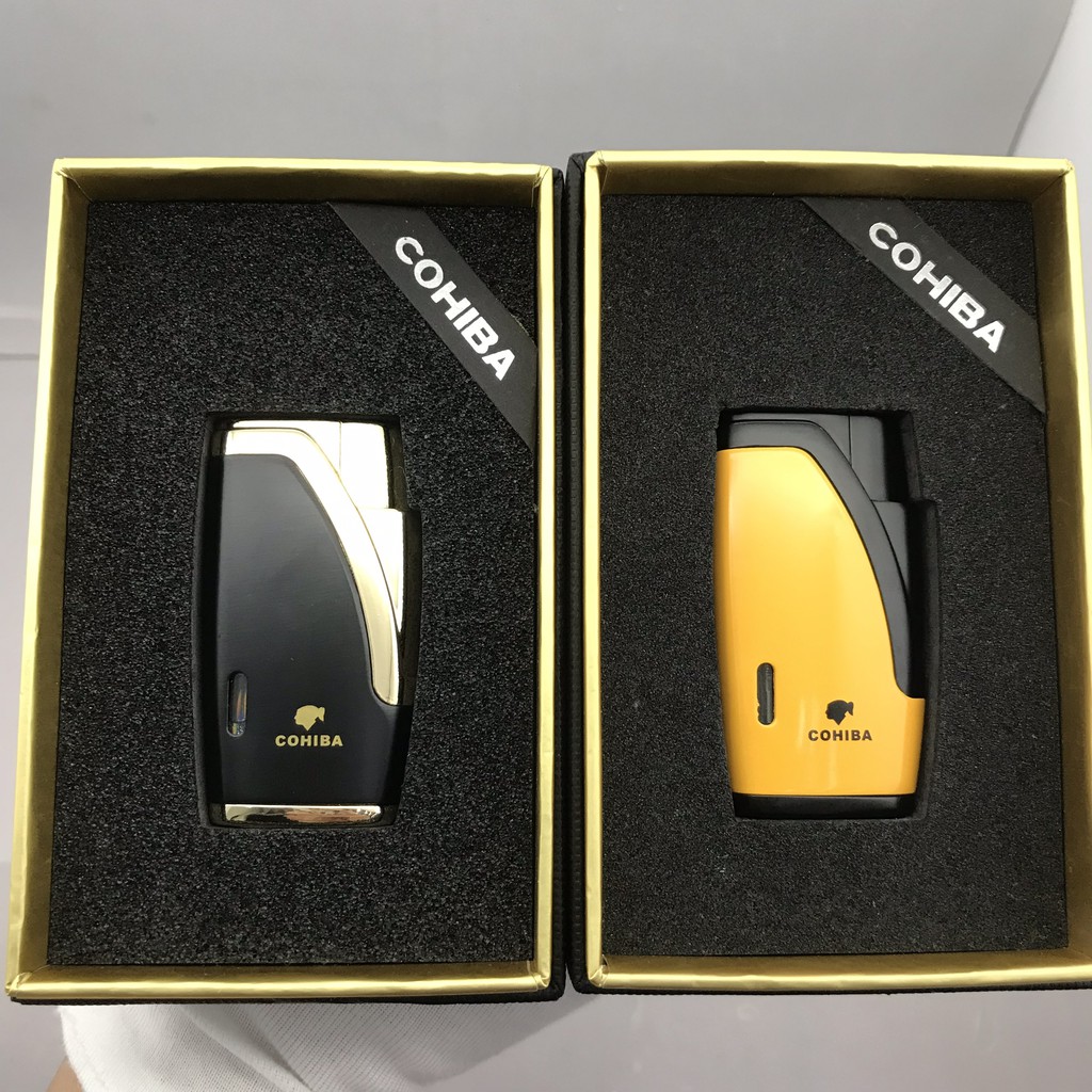 Hộp quẹt Bật Lửa Khò  2 tia cohiba dùng gas cao cấp, lửa bền bỉ H015