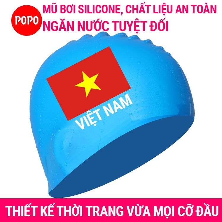 Mũ bơi người lớn silicone in Cờ Việt Nam chống nước tuyệt đối khi thi đấu CA40 chính hãng SPORTY
