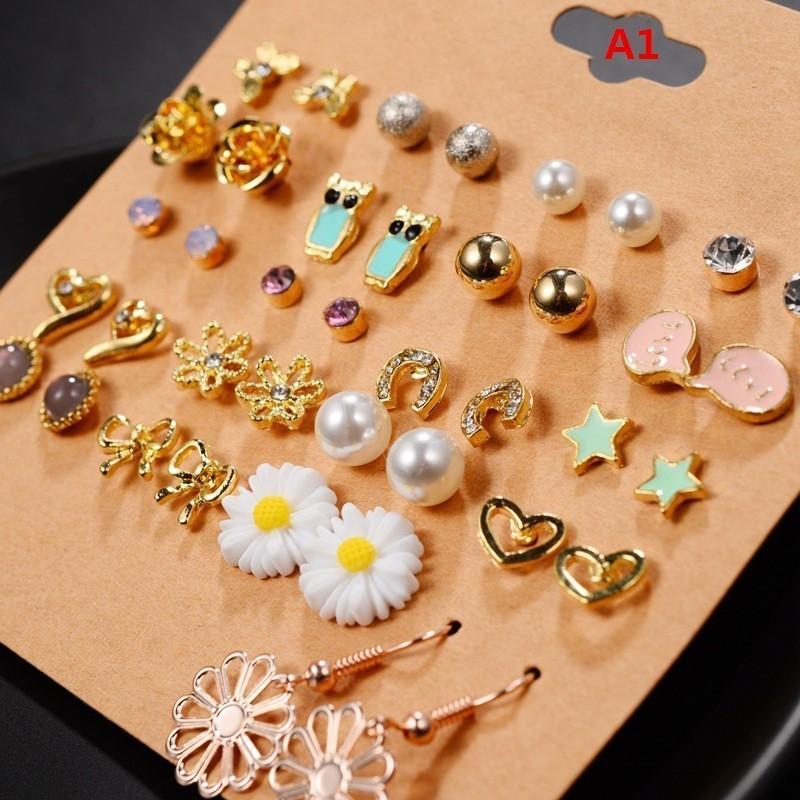 Bộ 20 đôi bông tai đinh tán hình tai hoa hướng dương thời trang