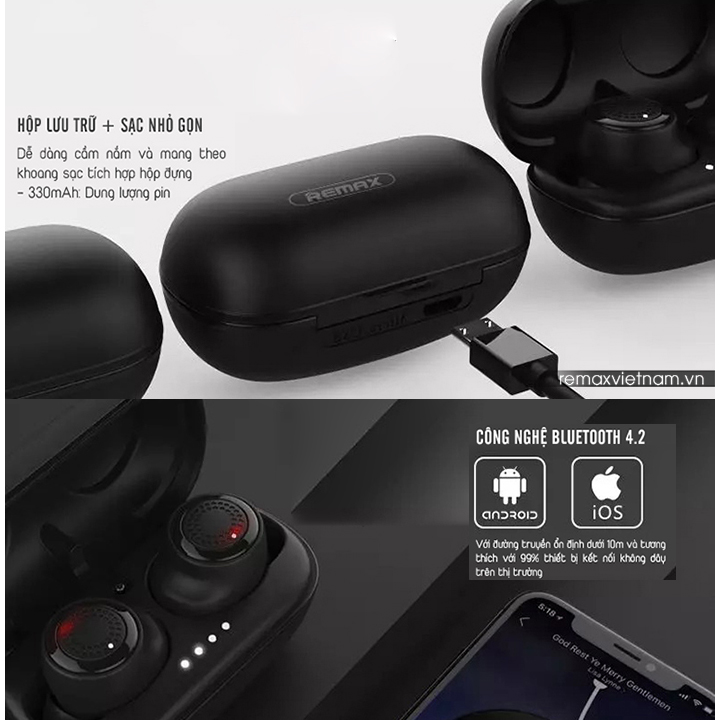 Tai nghe Bluetooth True Wireless Remax Earbuds TWS-2S - TWS-2S - Hàng nhập khẩu