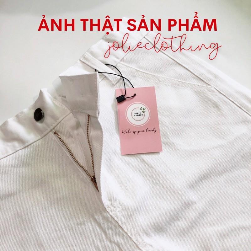 Quần Short Kaki Lửng Ulzzang Quần đùi denim ngố Ống rộng cạp cao trắng đen kem Dáng Hàn Quốc