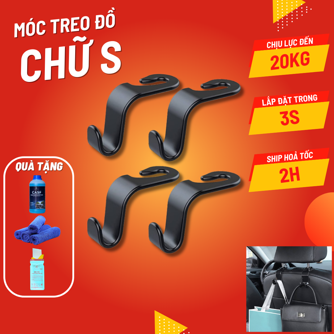 Móc treo đồ chữ s phía sau ghế ô tô tiện lợi