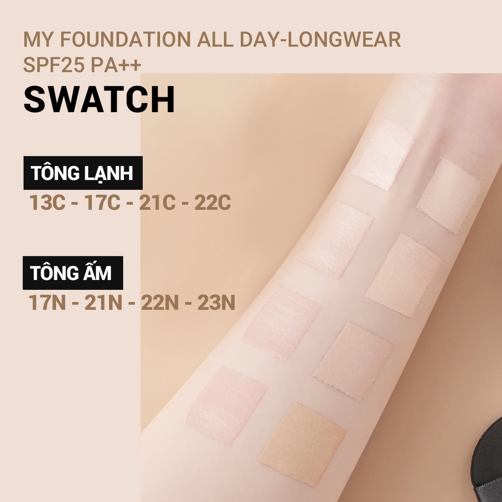 Kem nền trang điểm lâu trôi innisfree My Foundation All day Longwear SPF25 PA++ 30 mL