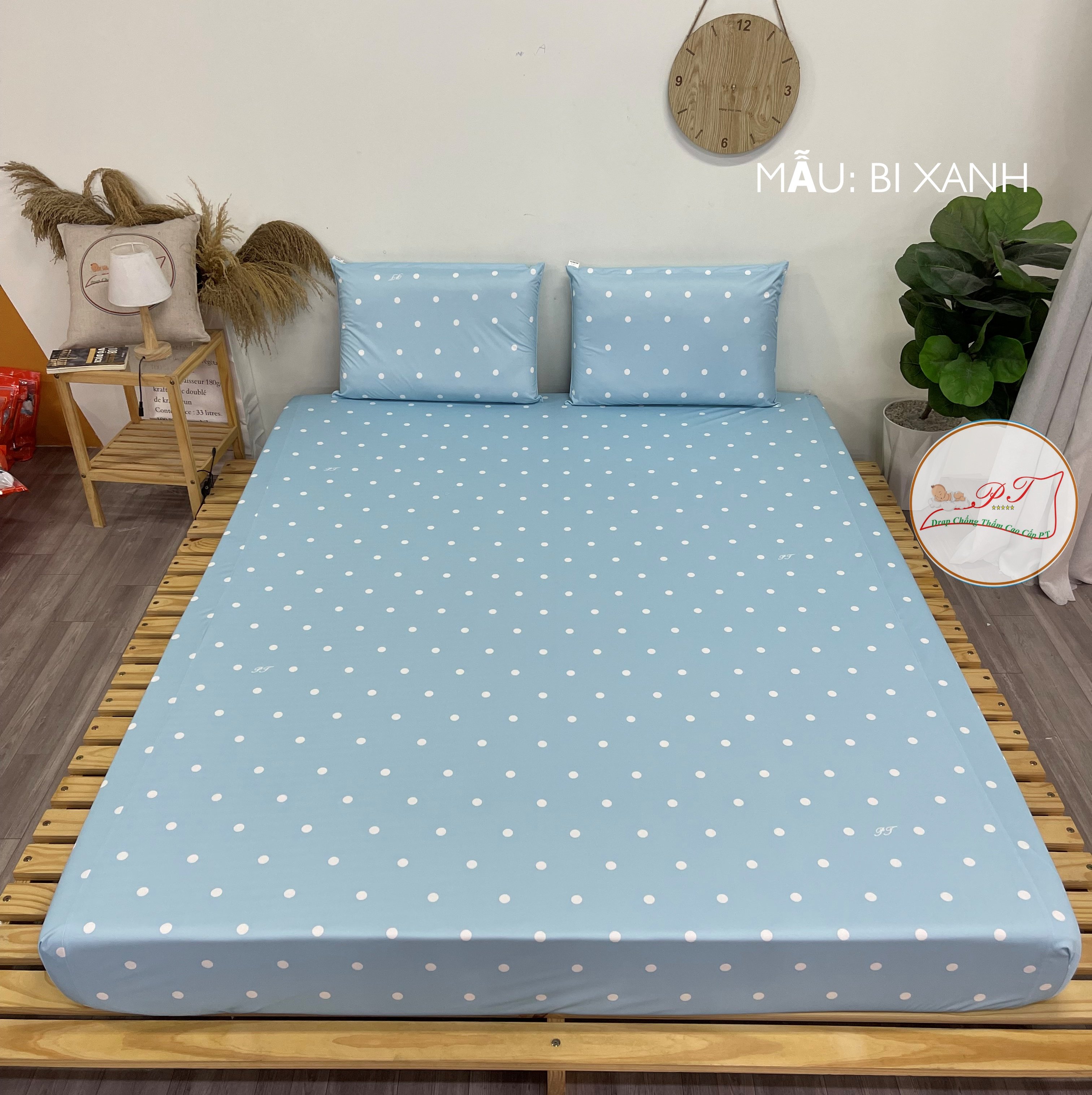Ga Chống Thấm Cao Cấp PT Mẫu Họa Tiết Bi Xanh