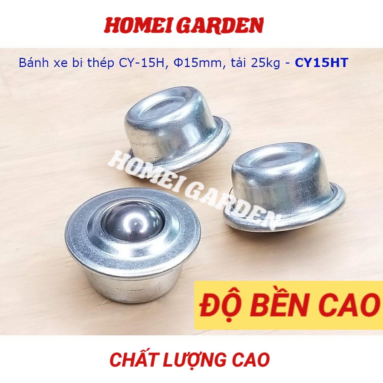 Bánh xe bi đa hướng, con lăn bi đa hướng CY-15HT, bi thép 15mm tải 25kg - CM0005