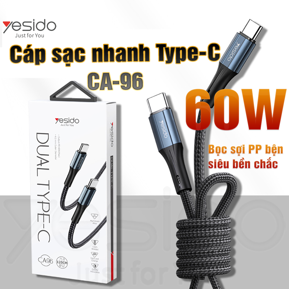 Cáp sạc điện thoại Truyền tải dữ liệu Siêu nhanh Siêu bền Công suât 60W Hàng chính hãng