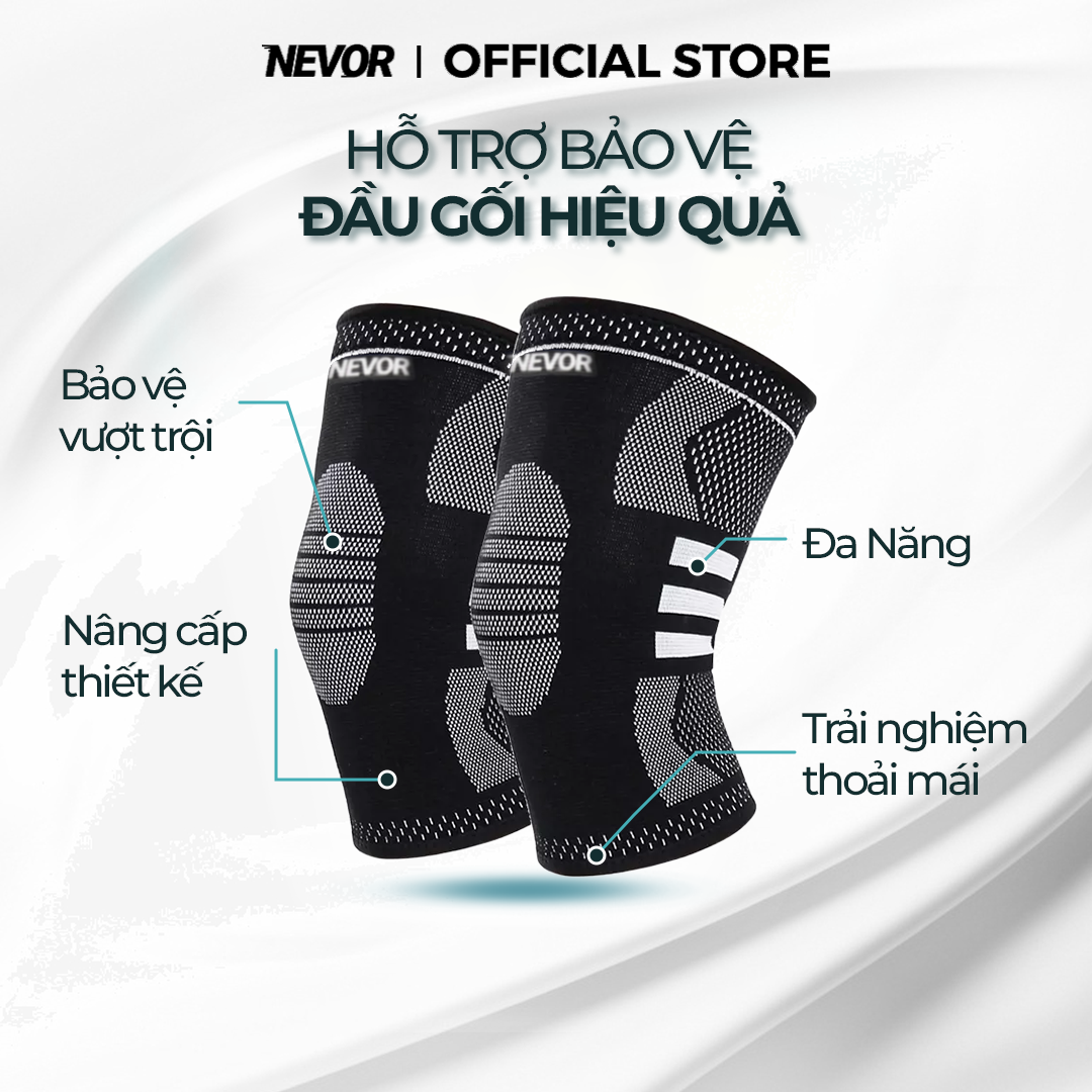 Bó Gối Thể Thao Nevor BDG03 Giúp Giảm Đau, Phòng Tránh Chấn Thương Dây Chằng Sử Dụng Cho Gym, Bóng Đá, Bóng Rổ