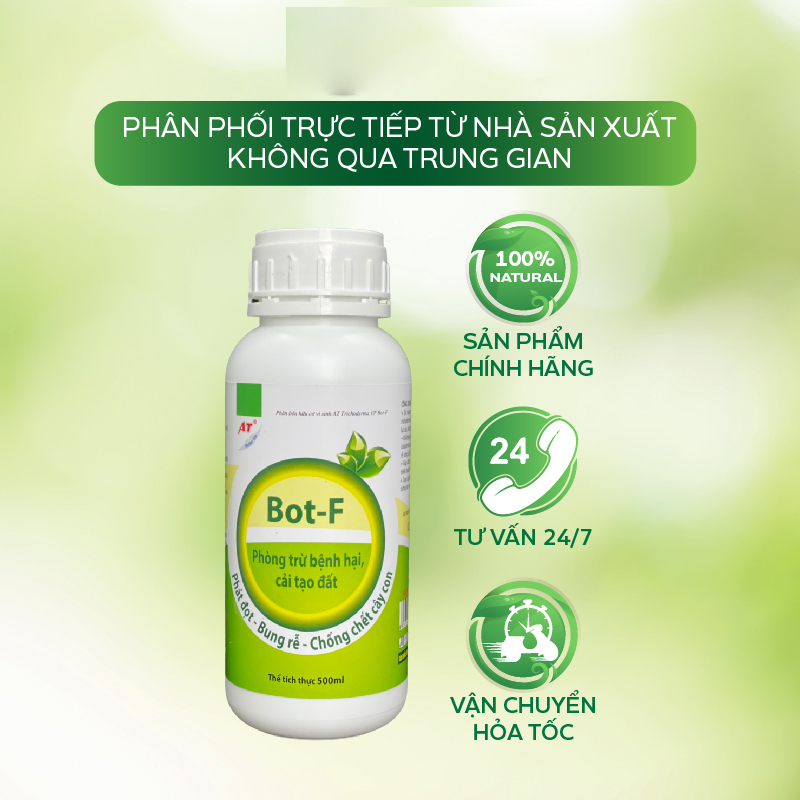 Nấm Trichoderma AT Bot F Đậm Đặc Siêu Cải Tạo Đất, Cung Cấp Hữu Cơ Cho Rau Sạch Và Cây Trồng Giúp Cây Xanh Khỏe