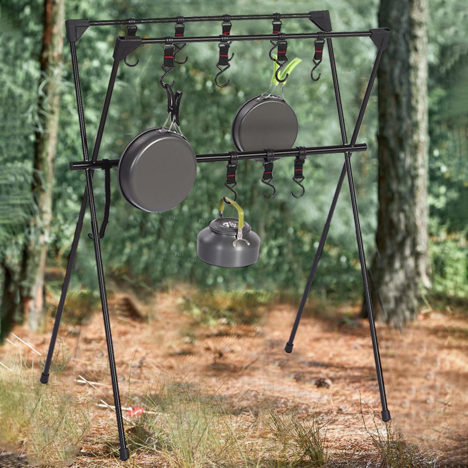 Portable Camping Hanging Rack Folding Tripod Triangle Rack Stand for Backpacking