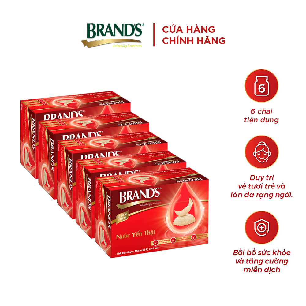 Combo 5 Nước yến thật BRAND'S Đường Phèn (42 ml x 30 lọ)