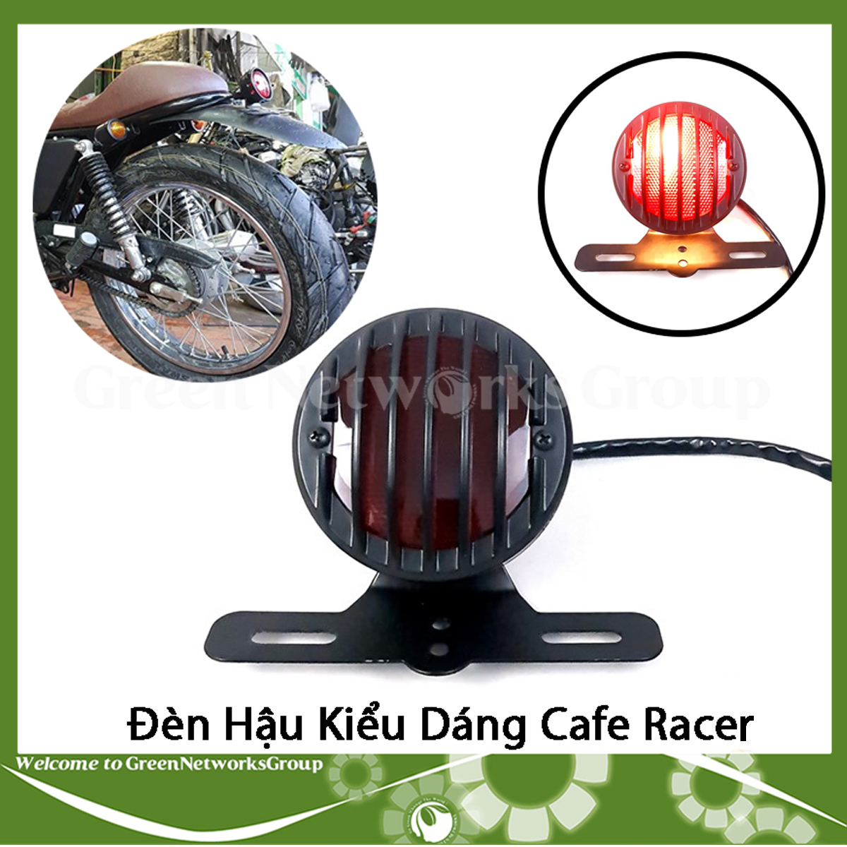 Đèn hậu tích hợp pat lắp biển số kiểu Cafe Racer cho xe 67 Win Cub