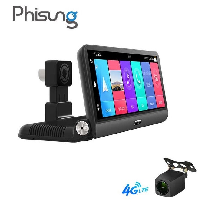 Camera hành trình Phisung P03 đặt taplo ô tô 4G, wifi, 8 inch tích hợp cam lùi - Tích hợp phần mềm dẫn đường Navitel, Google map... - Hàng Nhập Khẩu