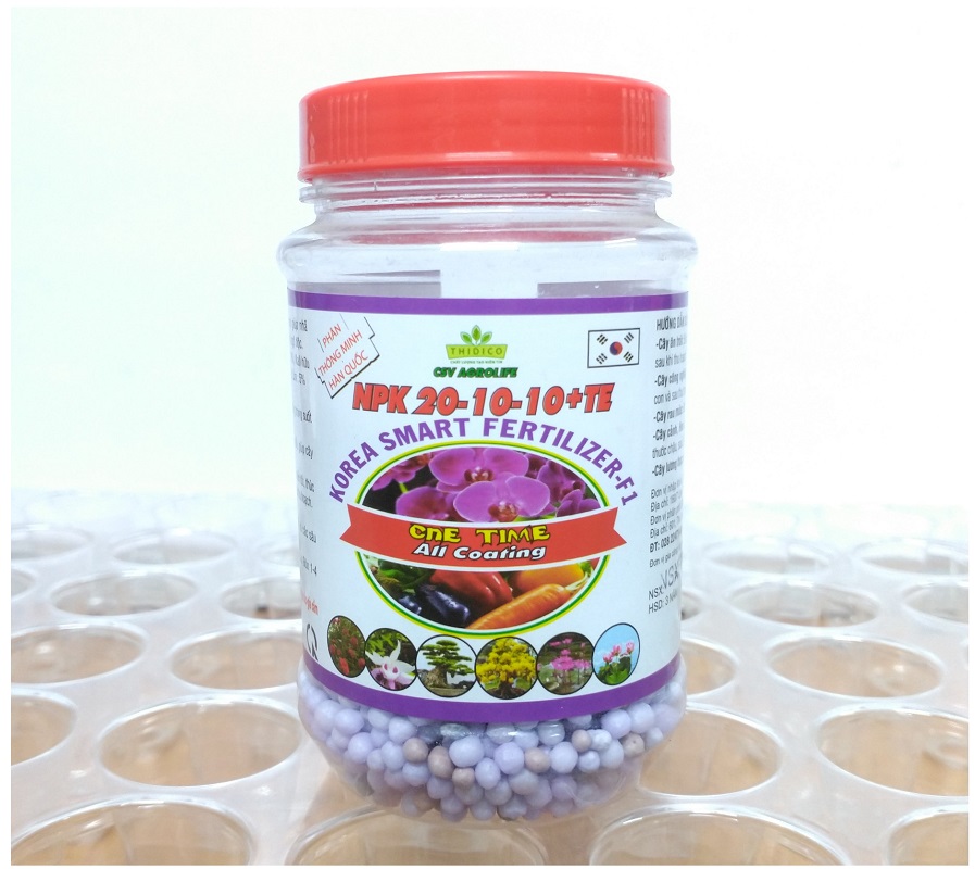PHÂN THÔNG MINH HÀN QUỐC NPK 20-10-10 + TE KOREAN SMART FERTILIZER-F 1, Lọ 150g