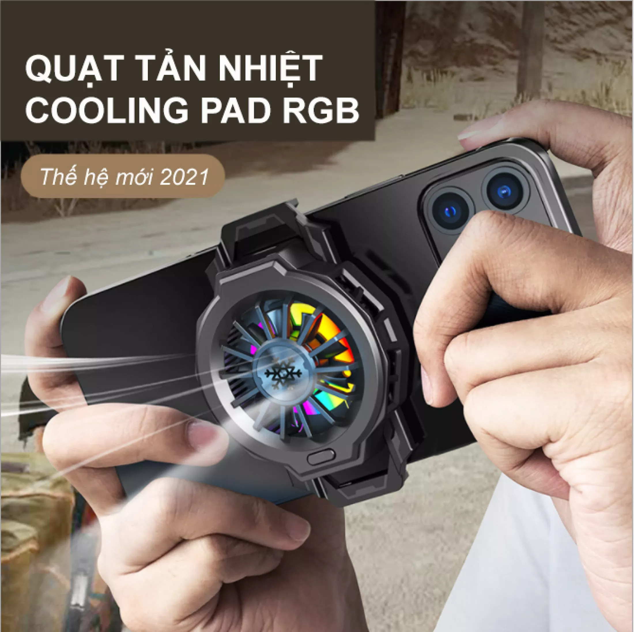 Quạt tản nhiệt điện thoại Cooling Pad RGB cực mát cho điện thoại thế hệ mới - Dòng máy tản nhiệt làm mát siêu nhanh với đèn đa màu RGB phong cách