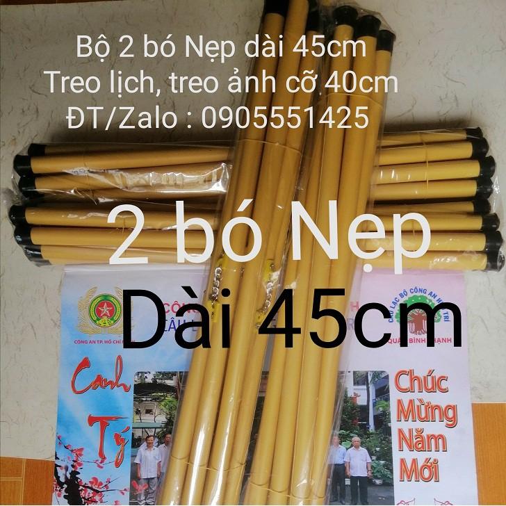 Bộ 2 bó ống trúc( nẹp ) treo lịch, treo tranh, ảnh , giấy thư pháp. Treo cỡ tranh 40cm