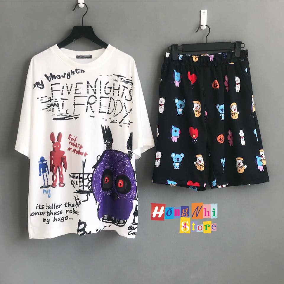 Quần Short Cartoon Unisex Hình Thú Quần Đen - Quần Đùi Hoạt Hình Siêu Cute - MM