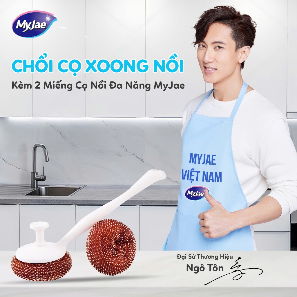 Chổi Cọ Xoong Nồi Kèm 2 Miếng Cọ Nồi Đa Năng MyJae
