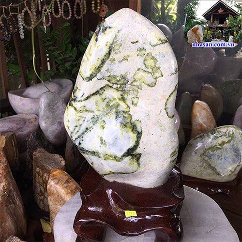 Trụ đá Cẩm thạch tự nhiên nguyên khối CT07 nặng 10.6kg kích thước 43x20cm – vật phẩm phong thủy may mắn