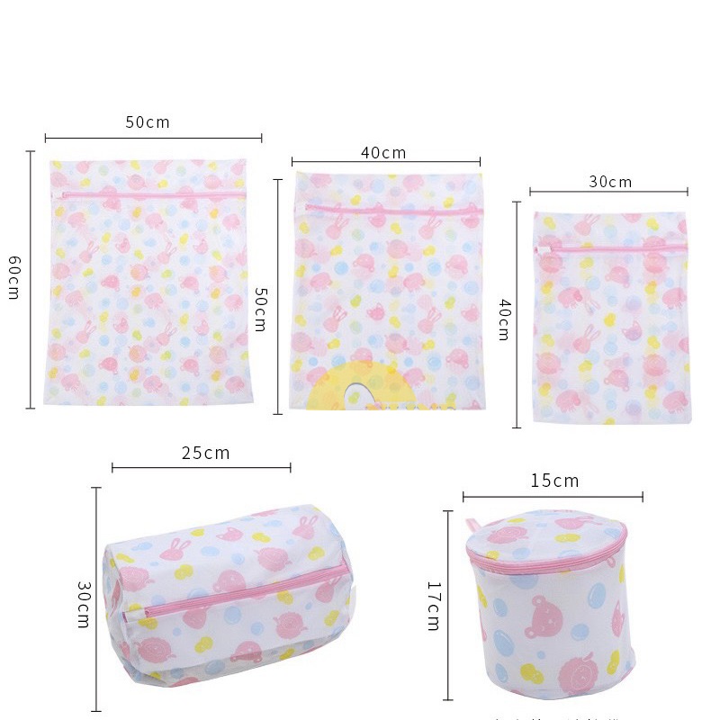 Bộ 5 túi lưới giặt đồ bỏ máy giặt cao cấp, chất liệu dày đẹp, bảo vệ quần áo ren, đồ lót, vớ tất - Túi lưới hình hoa chuyên dụng cho máy giặt