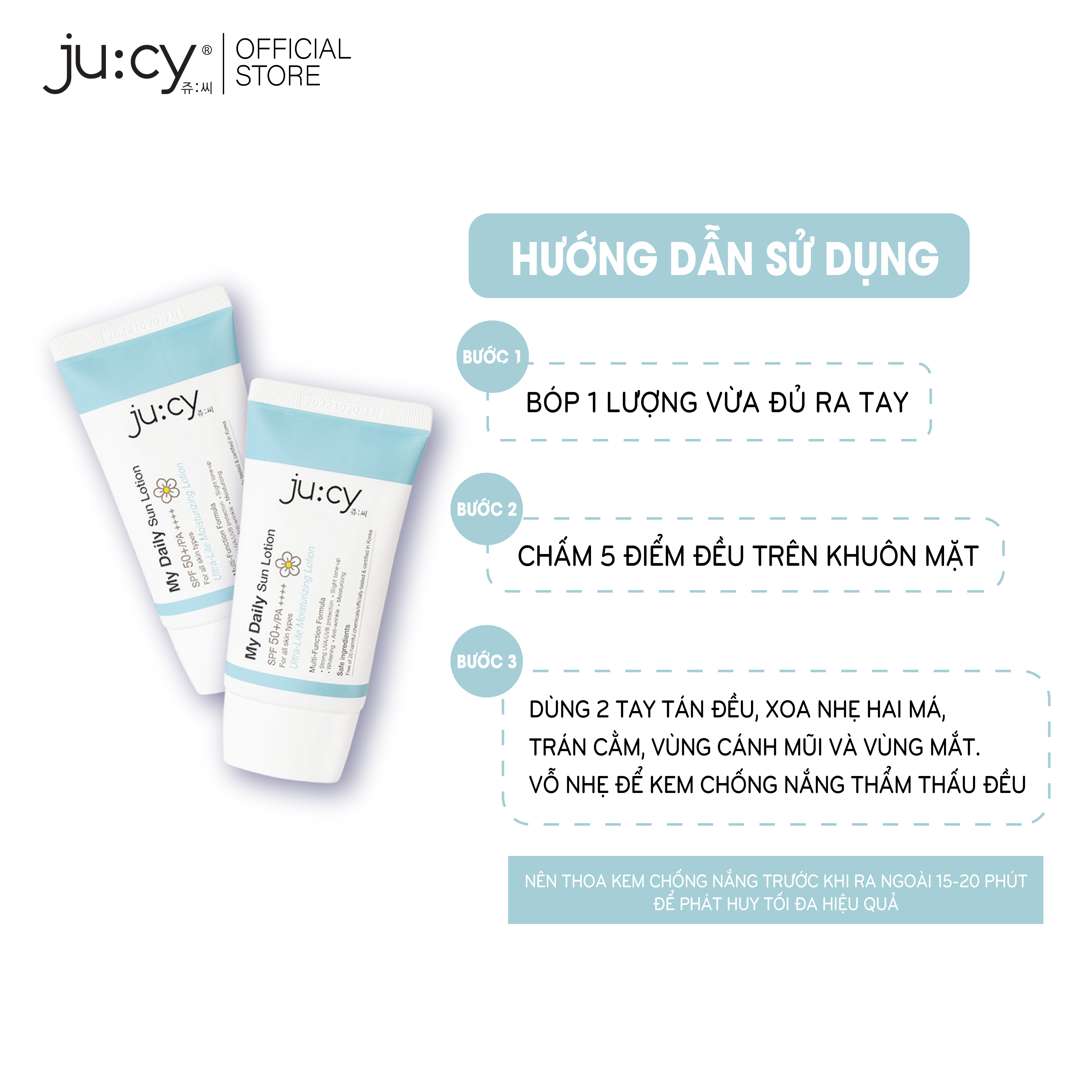 KEM CHỐNG NẮNG HÀN QUỐC JU:CY MY DAILY SUN LOTION DÙNG SAU PHI KIM, LĂN KIM