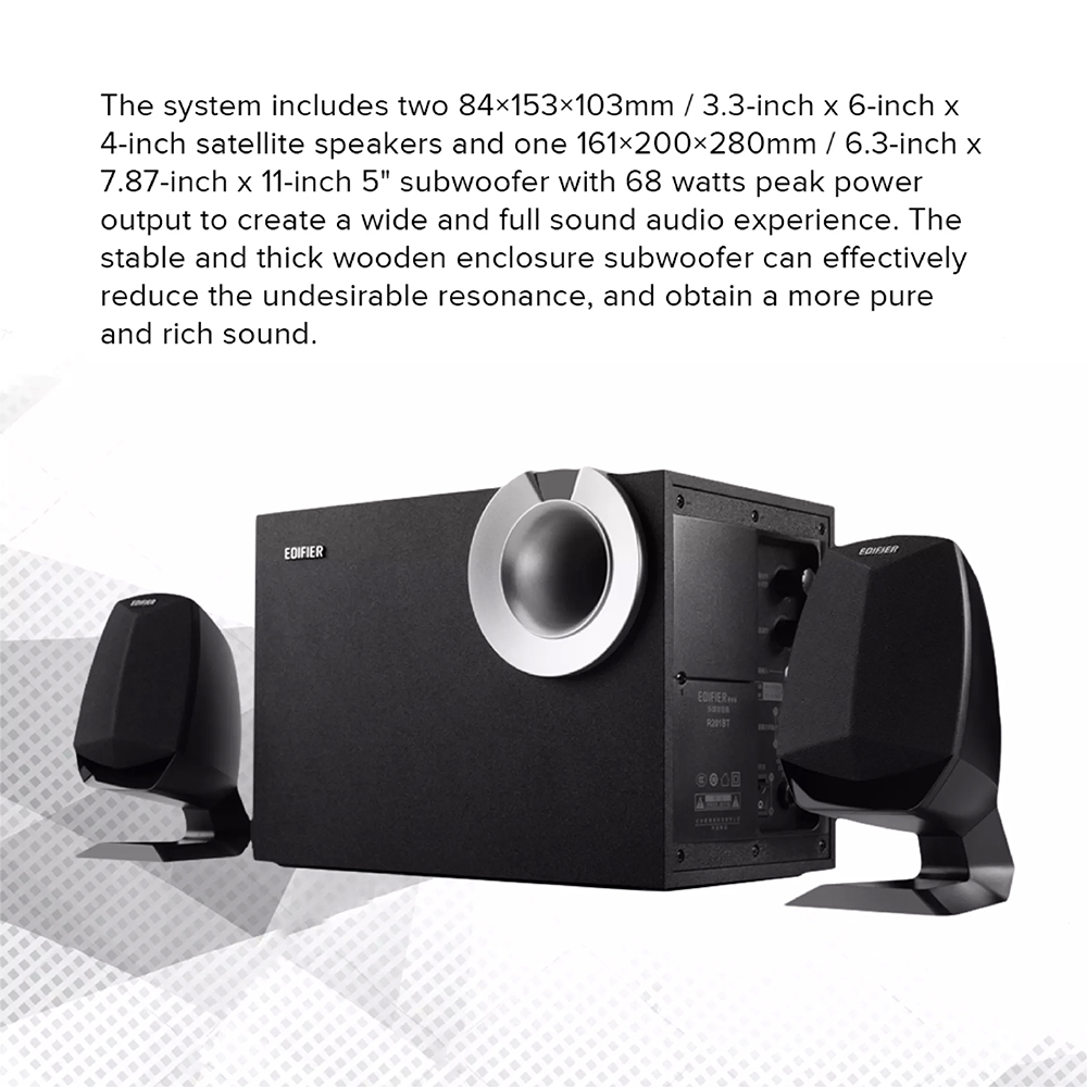 Loa Bluetooth 5.0 EDIFIER M201BT Wireless Âm thanh nổi Stereo Công suất 34W - Vỏ gỗ chống dội âm - Hàng chính hãng