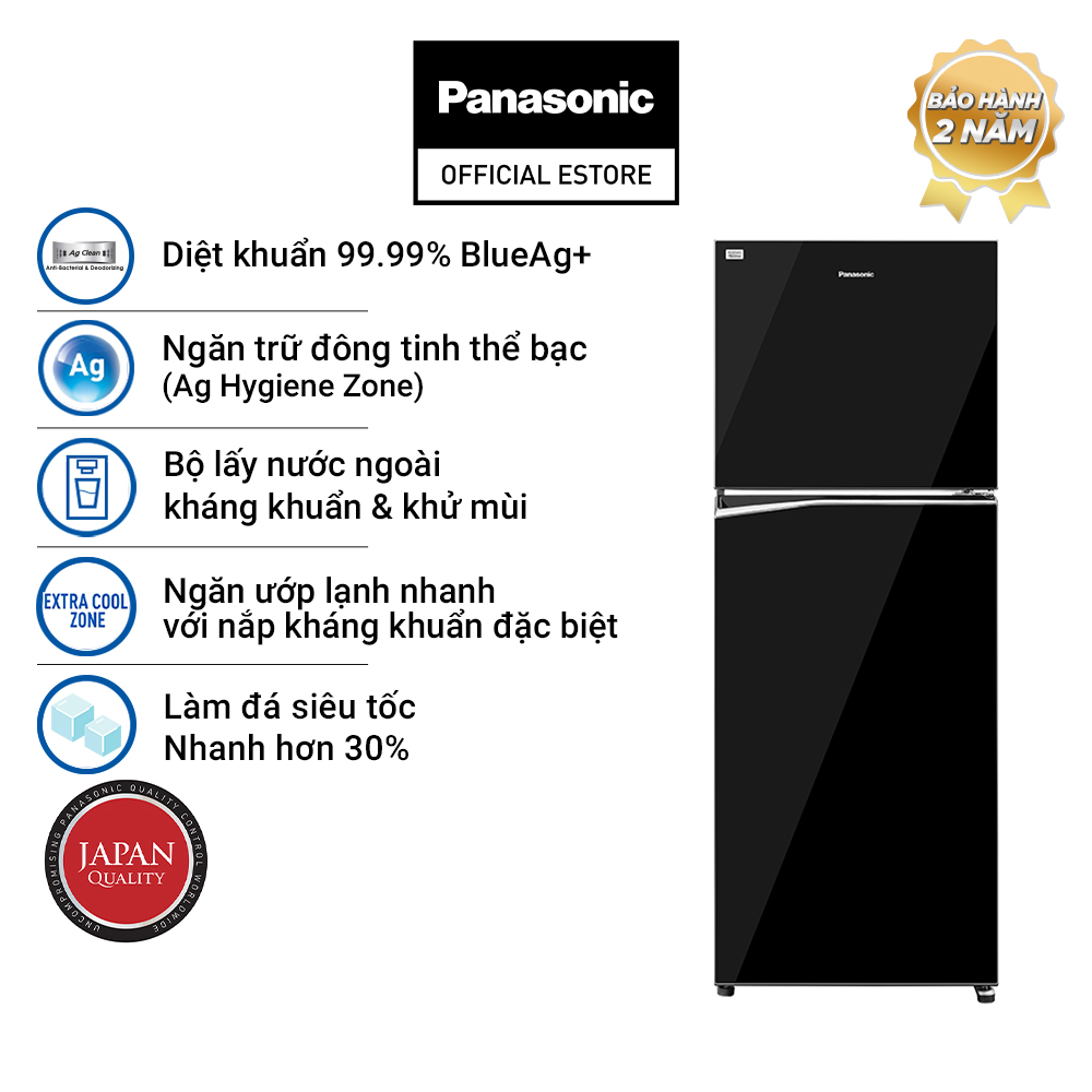 Tủ lạnh Panasonic Inverter 306 lít NR-TV341VGMV - Lấy nước ngoài - Làm đá siêu tốc - Hàng chính hãng