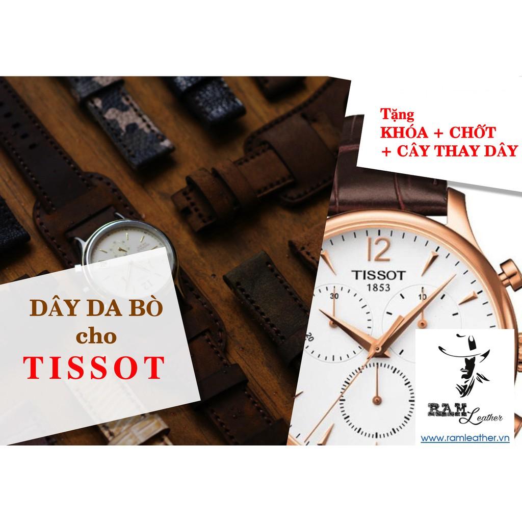 DÂY TISSOT DA BÒ VEGTAN Ý - RAM LEATHER - TẶNG KHÓA, CHỐT, CÂY THAY DÂY