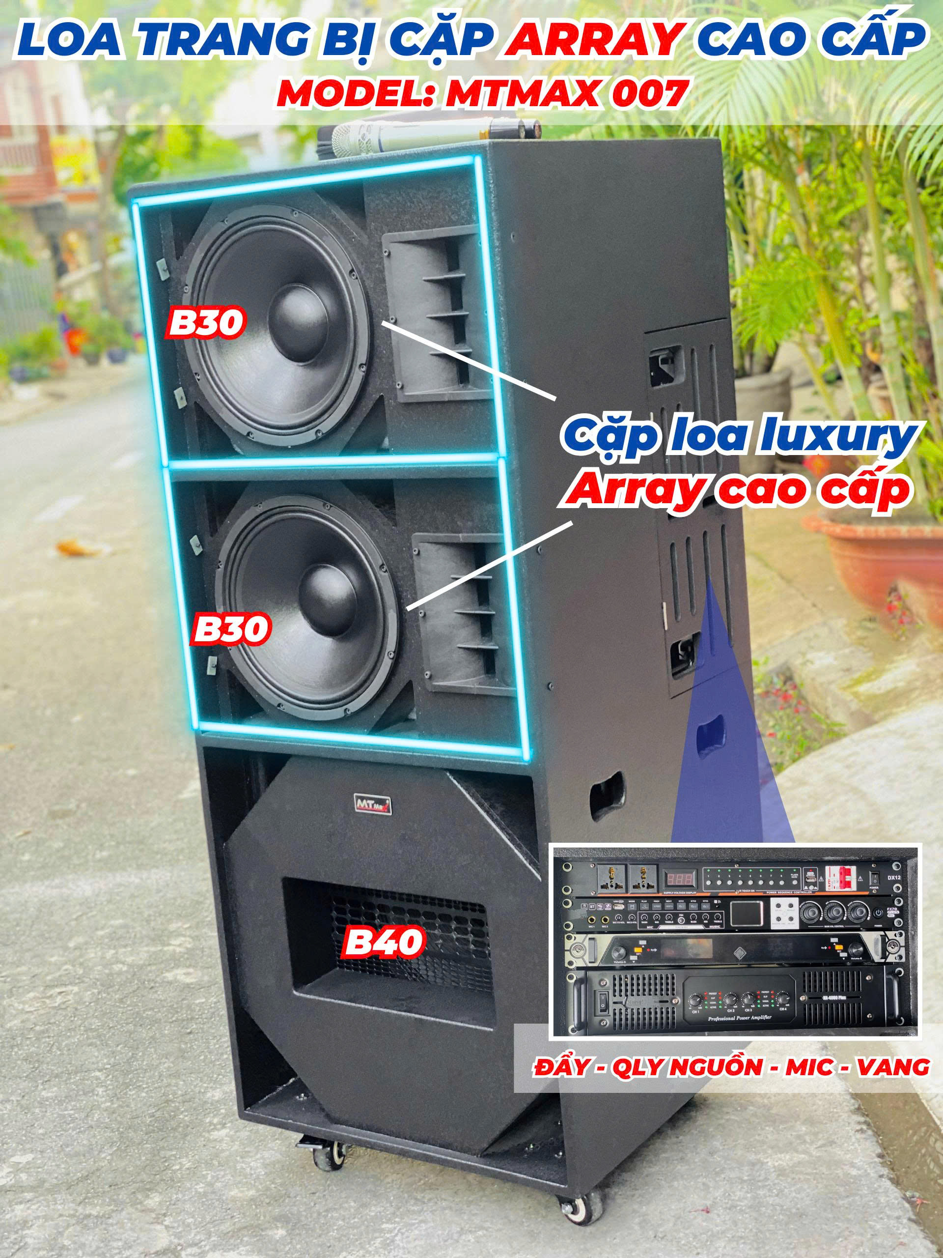 Loa Kéo Điện MTMAX 007 – 3 Bass Khủng + Loa Array Cao Cấp Công Suất 1500W Phục  Vụ Tiệc Ngoài Trời Sân Khấu Hội Nghị 100 - 200 Người Hàng Nhập Khẩu
