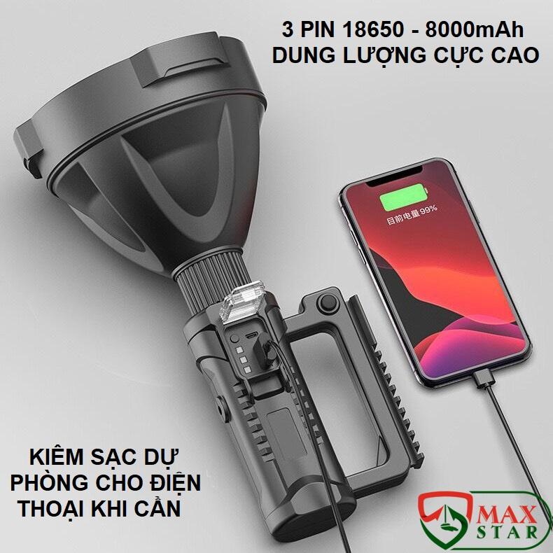 Đèn pin siêu sáng chiếu xa 1000m chống thấm nước có chân đế Đèn pin cầm tay mini siêu sáng sạc điện