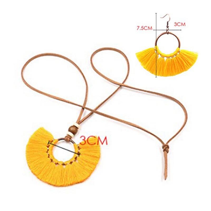 Bộ Dây Chuyền + Khuyên Tai Tua Rua Hình Quạt