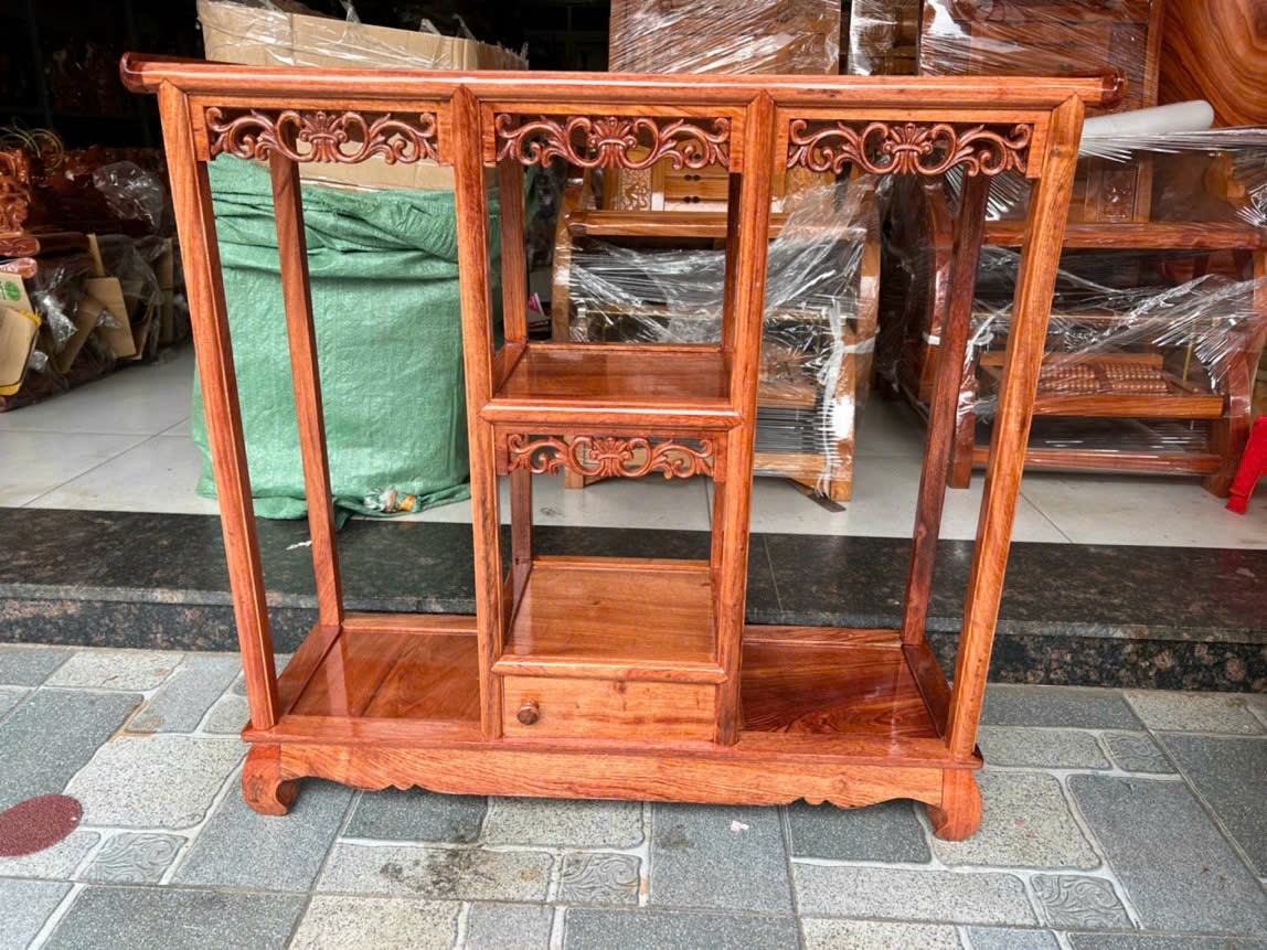 Kệ góc gỗ hương bày đồ trang trí cao 83 ngang 80sâu 27cm