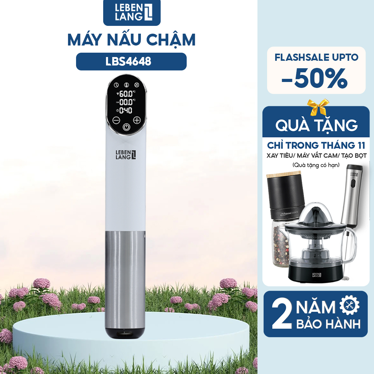 Máy nấu chậm Lebenlang LBS4648 màn hình LED, công suất 1200W, điều khiển từ xa, bảo hành 2 năm - hàng chính hãng