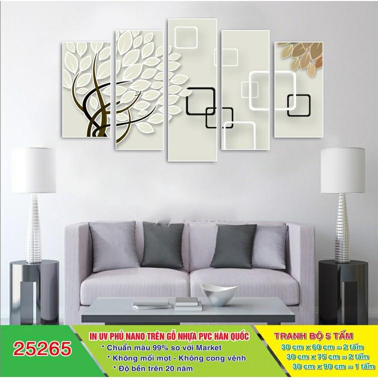 Tranh treo tường phòng khách Hiện đại 5 tấm/gỗ MDF chống ẩm mốc, mối mọt