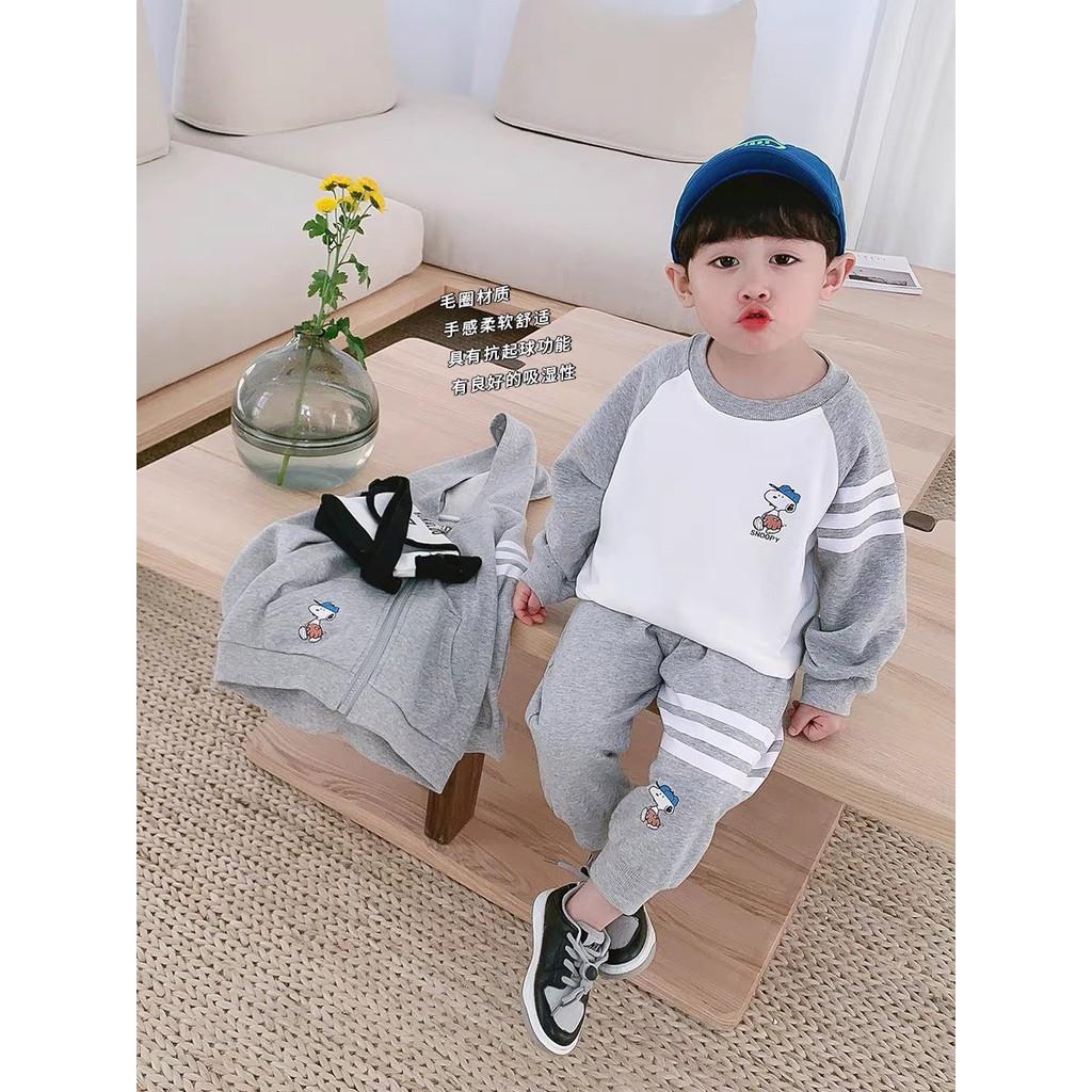 Bộ quần áo thu đông trẻ em 7-17kg (1-5 tuổi) dành cho cả bé trai và bé gái mẫu Snoopy