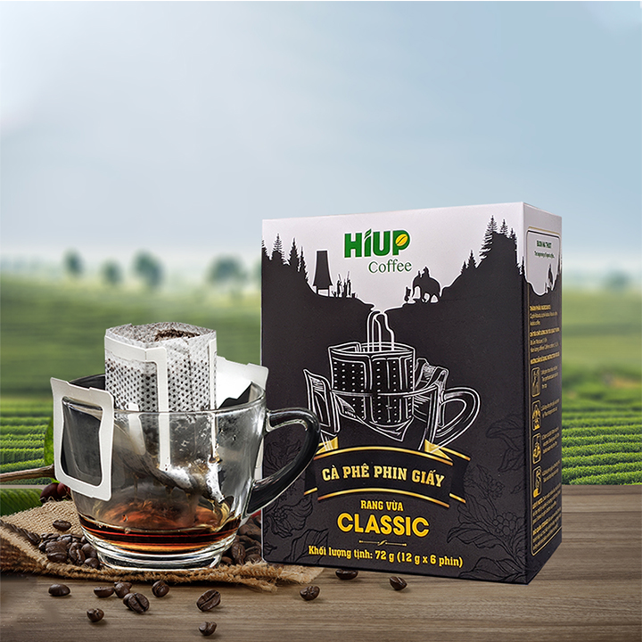 Phin giấy - Hiup Coffee Classic - Hộp 6phin x 12g - Nguyên chất, công nghệ châu Âu