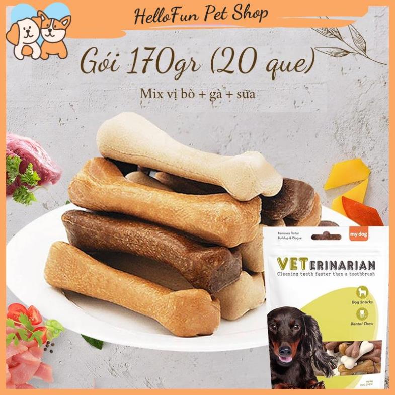 Xương gặm sạch răng cho chó mix vị thịt bò, thịt gà và sữa
