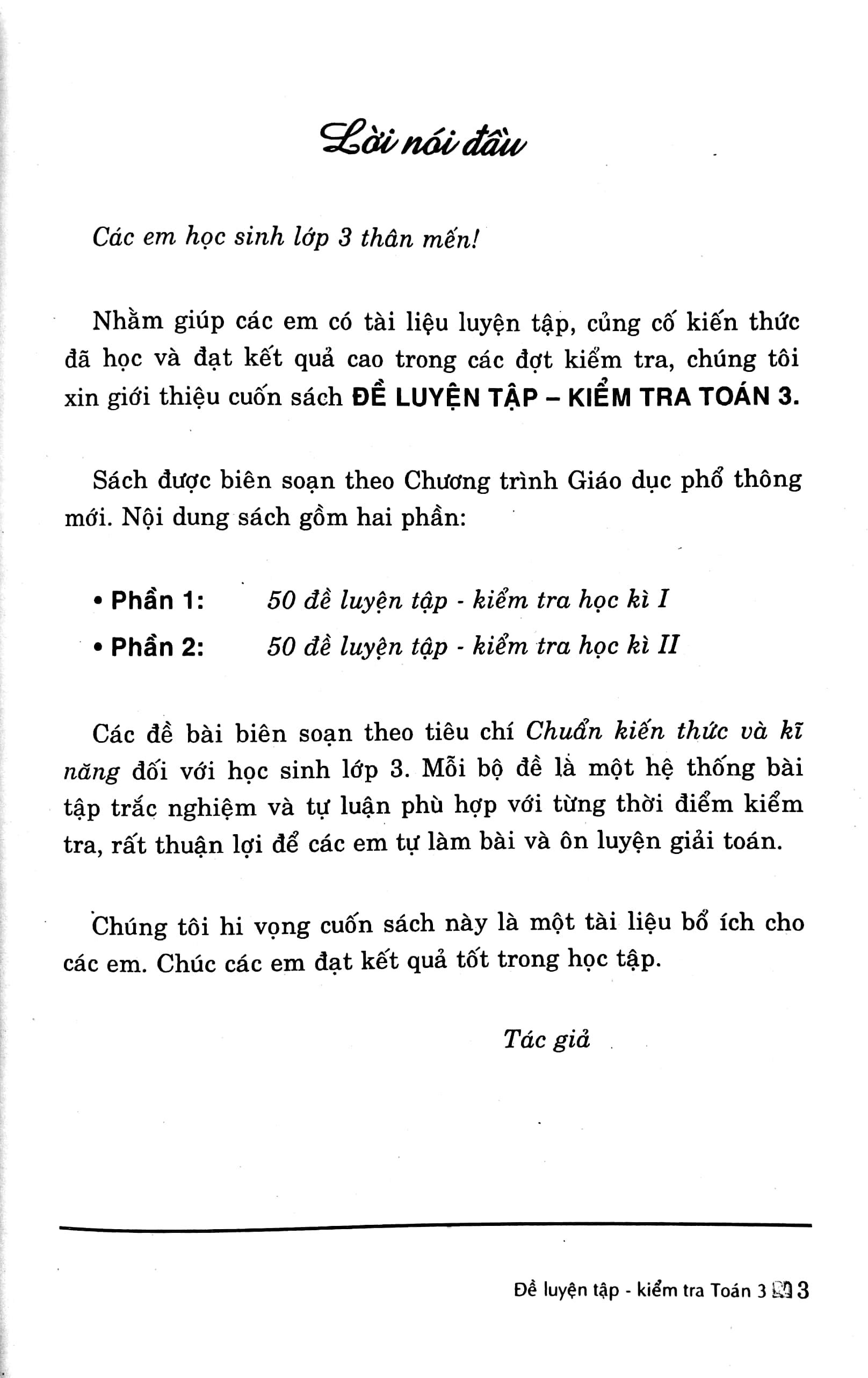 Đề Luyện Tập Kiểm Tra Toán 3