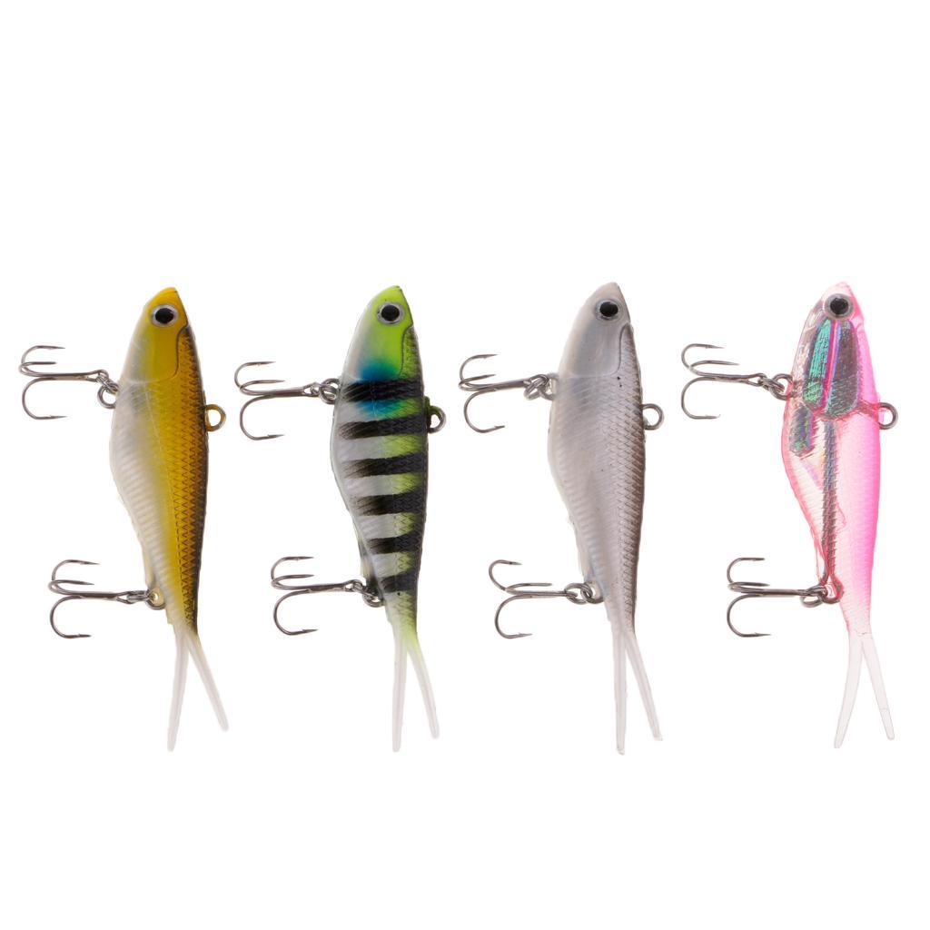 4pcs Split Tail Soft Lead Fishing Lures Sinking Swimbaits Multicolor