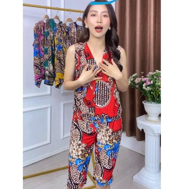 Đồ bộ nữ mặc nhà chất cotton, bộ ngủ nữ cổ V trẻ trung siêu co dãn cực thoải mái