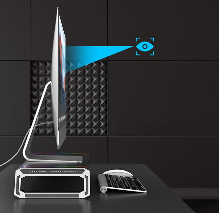 Kệ nâng cao máy tính đa chức năng với đèn chiếu sáng RGB và 4 cổng USB 3.0, Giá đỡ màn hình có thể gập lại, tải 30kg / 66Ib