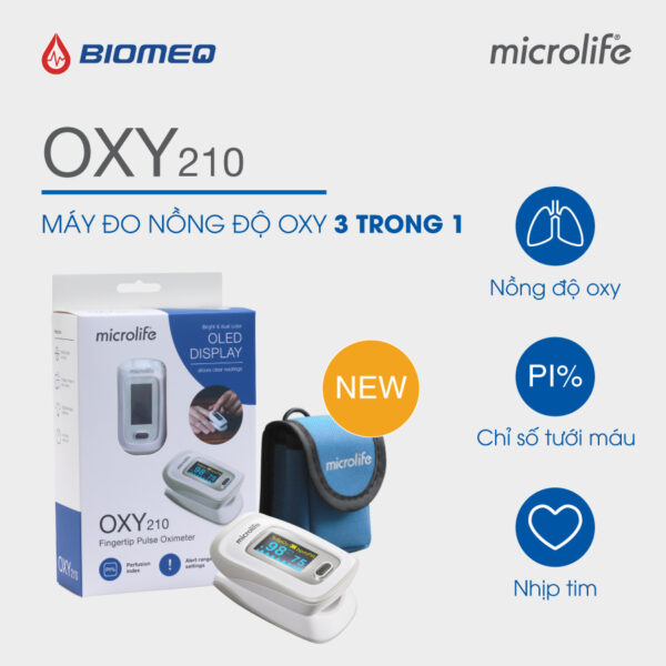 Máy Đo Nồng Độ Oxy SPO2 Và Nhịp Tim Microlife OXY210 -VT0949