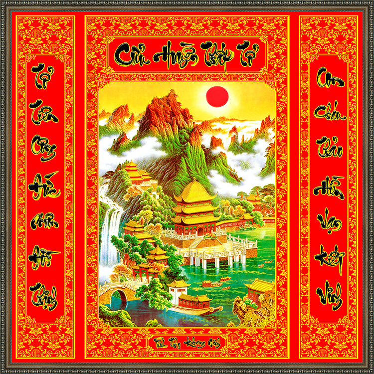 Tranh dán tường trang trí bàn thờ phòng thờ Cửu Huyền Thất Tổ CHTT_001 nhiều kích thước