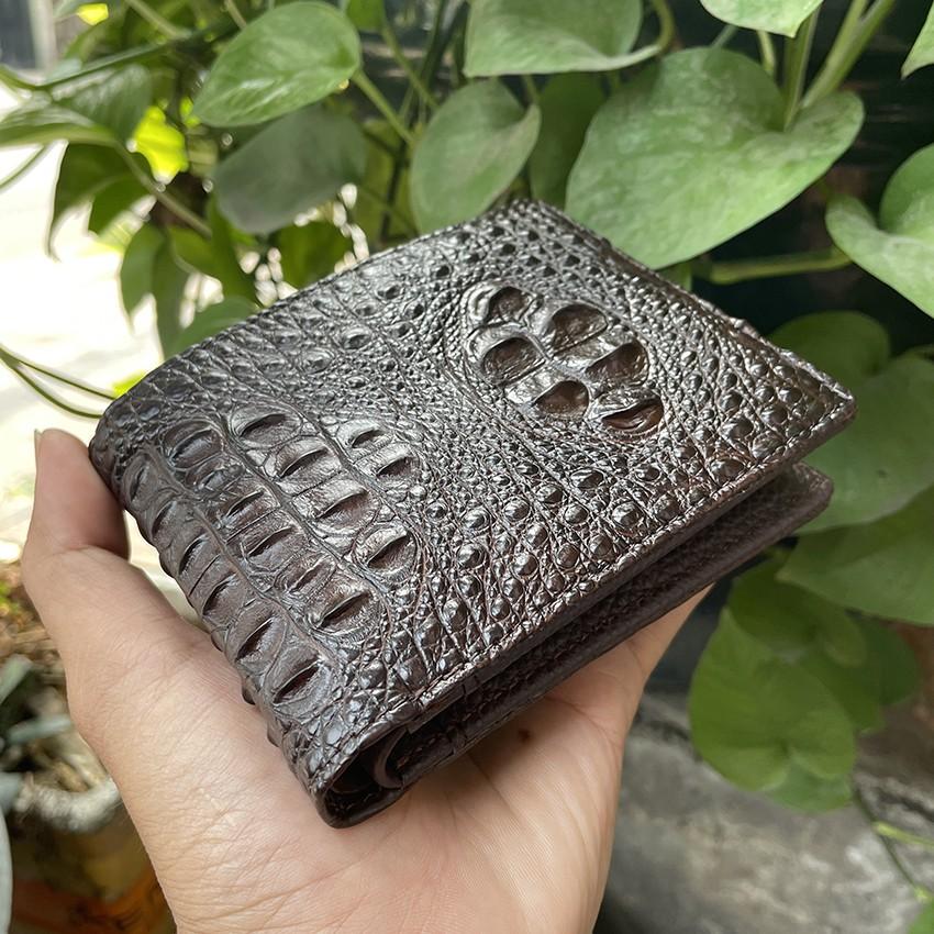 Bóp Da Cá Sấu Ví Nam Cá Sấu Gù Nguyên Con Cao Cấp Giá Rẻ Màu Nâu ST02 Tặng Kèm Hộp