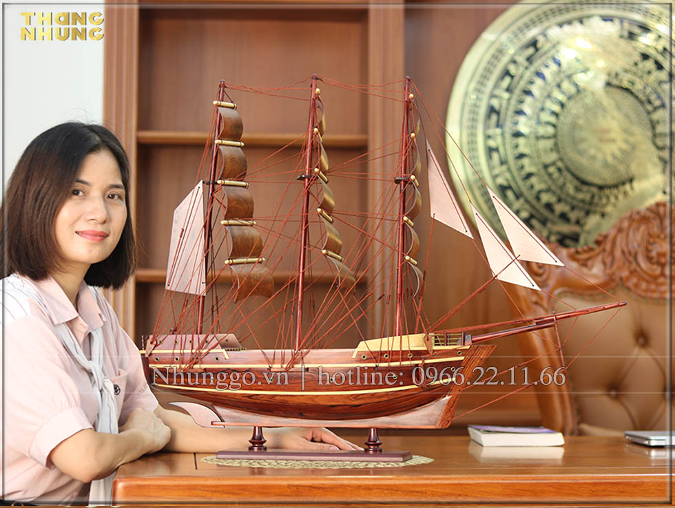 Mô hình thuyền phong thủy Kaiiwo gỗ cẩm_KW60