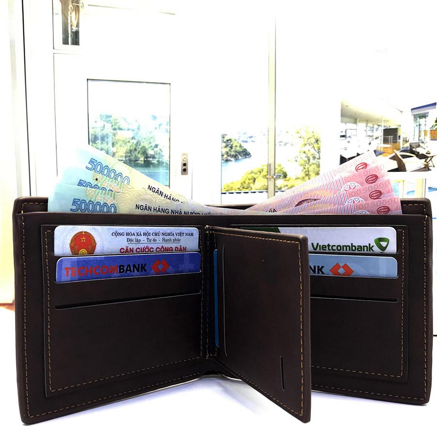 Ví , bóp da nam cao cấp có khóa kéo,  có hộp và túi làm quà tặng
