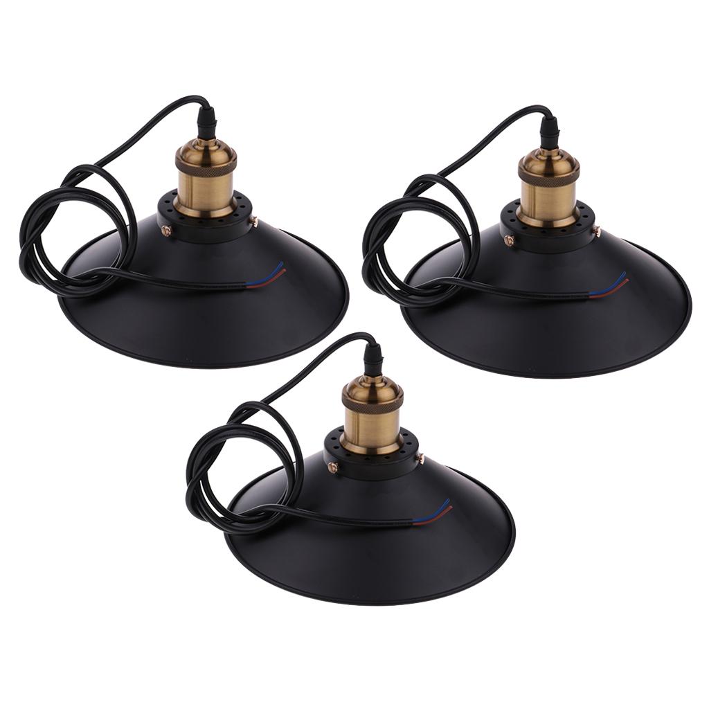 3pc Vintage Industrial Retro Metal Iron Pendant Light Ceiling Lamp Lampshade
