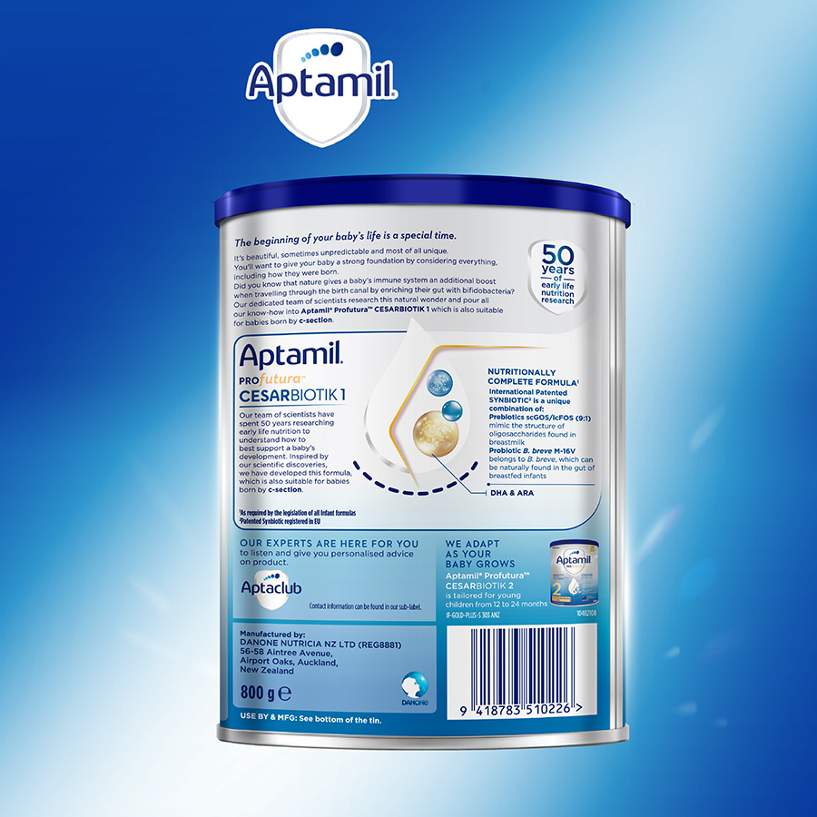 Sản phẩm dinh dưỡng công thức Aptamil Profutura Cesarbiotik 1 Infant Formula (Dành cho trẻ từ 0 - 12 tháng tuổi) - 800g