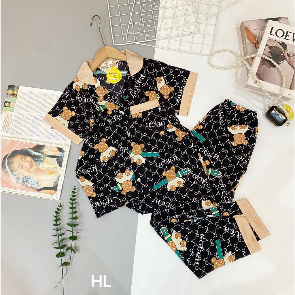Đồ bộ nữ pijama mặc nhà, bộ ngủ dễ thương freesize vải lụa dưới 55kg quần dài áo cộc -xshop18
