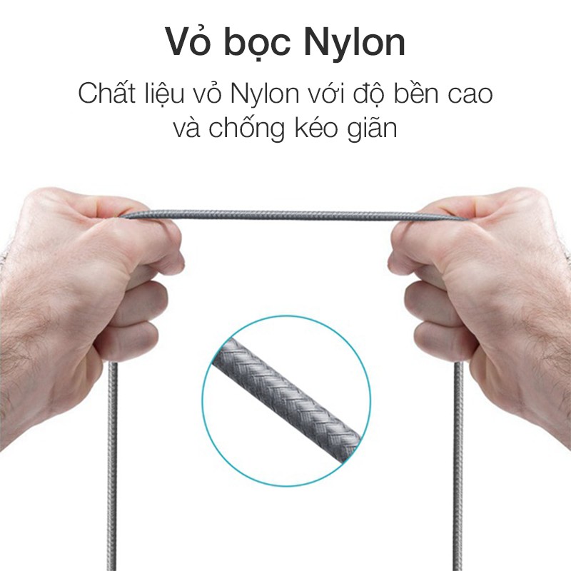 Cáp sạc nhanh micro USB bọc Nylon Romoss dài 1m - Hàng chính hãng